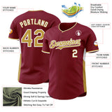 Custom Crimson Old Gold-White Classic Color Block Side Panel Stripe Authentic Baseball Jersey