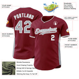 Custom Crimson Gray-White Classic Color Block Side Panel Stripe Authentic Baseball Jersey
