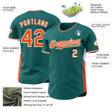 Custom Teal Orange-White Classic Color Block Side Panel Stripe Authentic Baseball Jersey