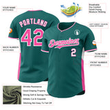 Custom Teal Pink-White Classic Color Block Side Panel Stripe Authentic Baseball Jersey
