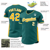 Custom Teal Gold-White Classic Color Block Side Panel Stripe Authentic Baseball Jersey