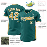 Custom Teal Old Gold-White Classic Color Block Side Panel Stripe Authentic Baseball Jersey