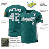 Custom Teal Gray-White Classic Color Block Side Panel Stripe Authentic Baseball Jersey