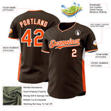 Custom Brown Orange-White Classic Color Block Side Panel Stripe Authentic Baseball Jersey