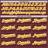 Custom Burgundy Gold-White Classic Color Block Side Panel Stripe Authentic Baseball Jersey