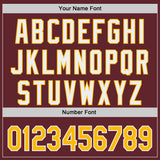 Custom Burgundy Gold-White Classic Color Block Side Panel Stripe Authentic Baseball Jersey
