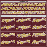 Custom Burgundy Old Gold-White Classic Color Block Side Panel Stripe Authentic Baseball Jersey
