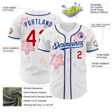 Custom White Red-Royal Cherry Blossoms Sakura Authentic Baseball Jersey