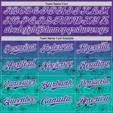 Custom Purple Aqua-White Cherry Blossoms Sakura Gradient Authentic Baseball Jersey