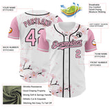 Custom White Light Pink-Black Cherry Blossoms Sakura Authentic Baseball Jersey