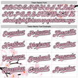 Custom White Light Pink-Black Cherry Blossoms Sakura Authentic Baseball Jersey