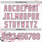 Custom White Light Pink-Black Cherry Blossoms Sakura Authentic Baseball Jersey