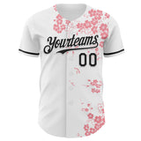 Custom White-Black Cherry Blossoms Sakura Authentic Baseball Jersey