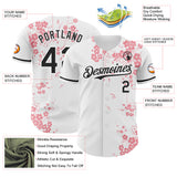 Custom White-Black Cherry Blossoms Sakura Authentic Baseball Jersey