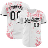 Custom White-Black Cherry Blossoms Sakura Authentic Baseball Jersey