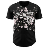 Custom Black-White Cherry Blossoms Sakura Authentic Baseball Jersey