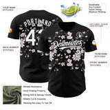Custom Black-White Cherry Blossoms Sakura Authentic Baseball Jersey