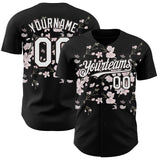Custom Black-White Cherry Blossoms Sakura Authentic Baseball Jersey