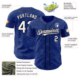 Custom Royal White-Black Cherry Blossoms Sakura Authentic Baseball Jersey