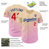 Custom Cream Red Pink-Royal Cherry Blossoms Sakura Gradient Authentic Baseball Jersey