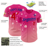 Custom Pink Red-Royal Cherry Blossoms Sakura Gradient Authentic Baseball Jersey