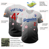 Custom White Red Black-Royal Cherry Blossoms Sakura Gradient Authentic Baseball Jersey