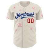 Custom Cream Red-Royal Cherry Blossoms Sakura Authentic Baseball Jersey