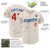 Custom Cream Red-Royal Cherry Blossoms Sakura Authentic Baseball Jersey