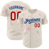 Custom Cream Red-Royal Cherry Blossoms Sakura Authentic Baseball Jersey
