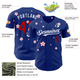 Custom Royal Red-White Cherry Blossoms Sakura Authentic Baseball Jersey