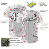 Custom White Gray-Black Cherry Blossoms Sakura Authentic Baseball Jersey