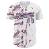 Custom White Light Purple-Black Cherry Blossoms Sakura Authentic Baseball Jersey