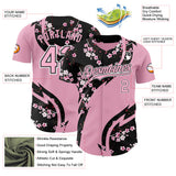 Custom Light Pink Black-White Cherry Blossoms Sakura Authentic Baseball Jersey