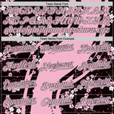 Custom Light Pink Black-White Cherry Blossoms Sakura Authentic Baseball Jersey