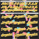 Custom Black Gold-White Colorful Firepower 3D Pattern Design Authentic Baseball Jersey