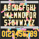 Custom Black Gold-White Colorful Firepower 3D Pattern Design Authentic Baseball Jersey