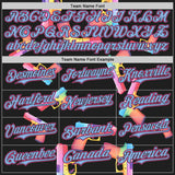 Custom Black Pink-Light Blue Colorful Firepower 3D Pattern Design Authentic Baseball Jersey