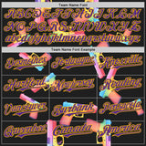 Custom Black Purple-Gold Colorful Firepower 3D Pattern Design Authentic Baseball Jersey