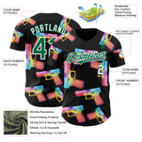 Custom Black Kelly Green-White Colorful Firepower 3D Pattern Design Authentic Baseball Jersey
