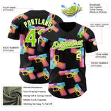 Custom Black Neon Green-White Colorful Firepower 3D Pattern Design Authentic Baseball Jersey