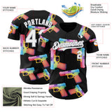 Custom Black White-Gray Colorful Firepower 3D Pattern Design Authentic Baseball Jersey