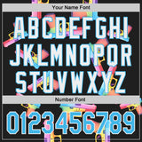 Custom Black Sky Blue-White Colorful Firepower 3D Pattern Design Authentic Baseball Jersey