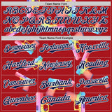 Custom Red Navy-White Colorful Firepower 3D Pattern Design Authentic Baseball Jersey