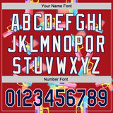 Custom Red Navy-White Colorful Firepower 3D Pattern Design Authentic Baseball Jersey