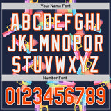 Custom Navy Orange-White Colorful Firepower 3D Pattern Design Authentic Baseball Jersey