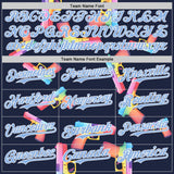 Custom Navy Light Blue-White Colorful Firepower 3D Pattern Design Authentic Baseball Jersey
