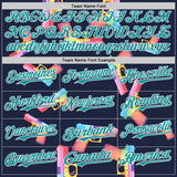 Custom Navy Teal-White Colorful Firepower 3D Pattern Design Authentic Baseball Jersey