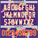 Custom Purple Orange-White Colorful Firepower 3D Pattern Design Authentic Baseball Jersey