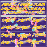 Custom Purple Gold-White Colorful Firepower 3D Pattern Design Authentic Baseball Jersey