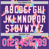 Custom Purple Pink-White Colorful Firepower 3D Pattern Design Authentic Baseball Jersey